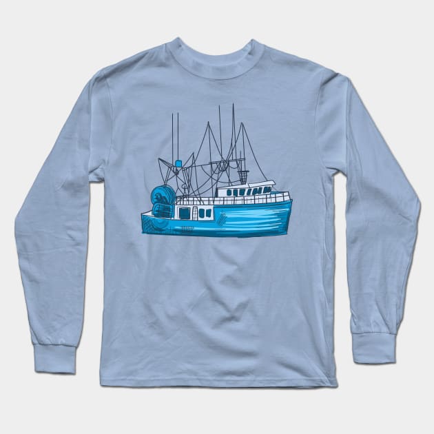 Old Fishing Boat Long Sleeve T-Shirt by SWON Design